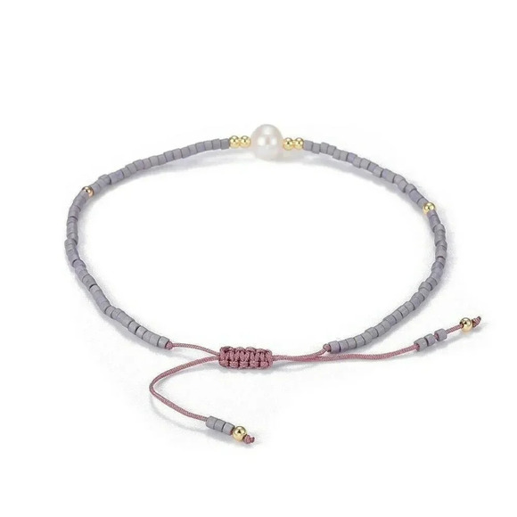 Handcrafted Real Freshwater Pearl Thistle Purple Japanese Glass Beads Bracelet - Picture 3 of 3